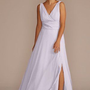 David's Bridal Long Chiffon Surplice Tank Bridesmaid Dress